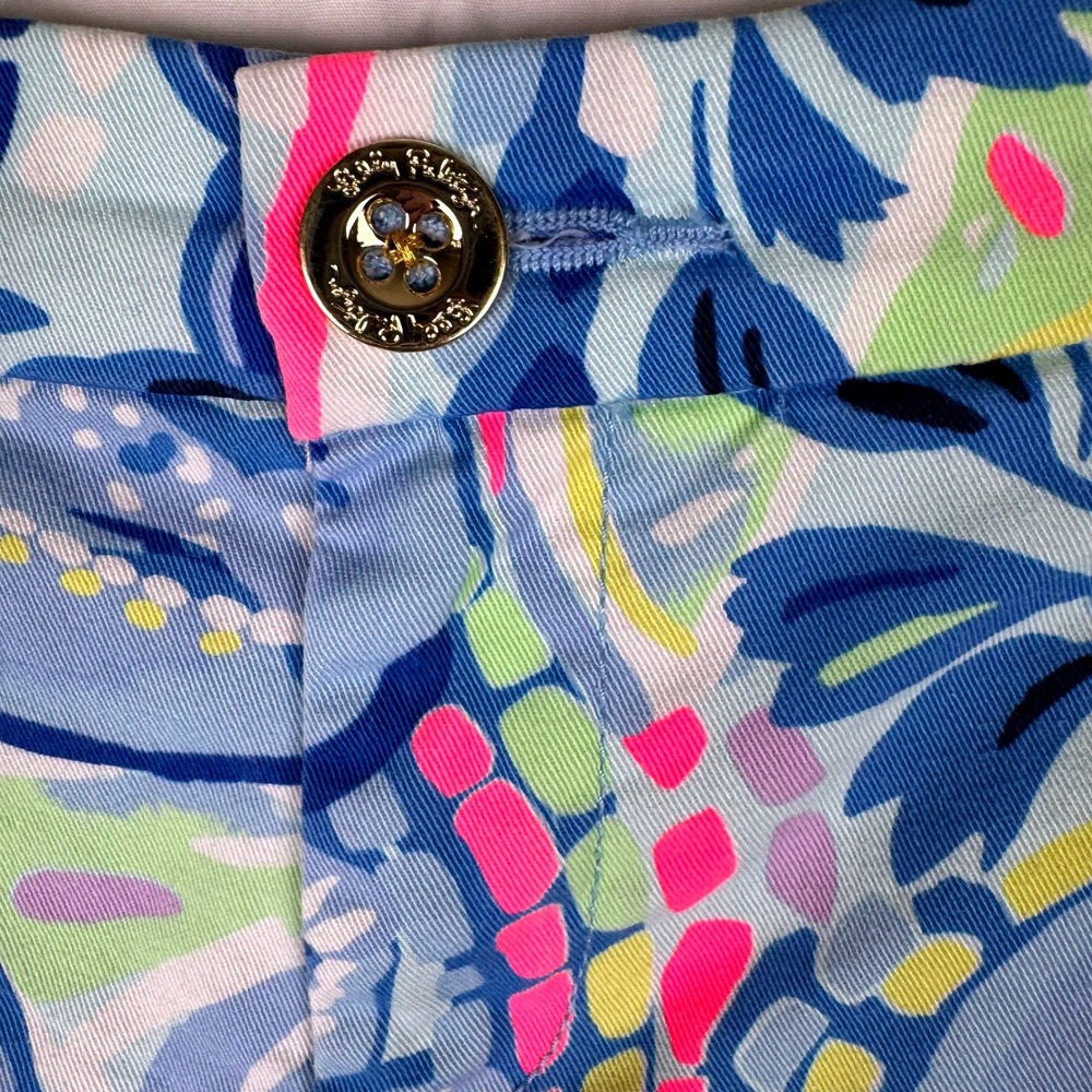 Lilly Pulitzer Buttercup Stretch Shorts Sea To Shining Sea Scalloped Blue Pink 8 - Picture 2 of 7